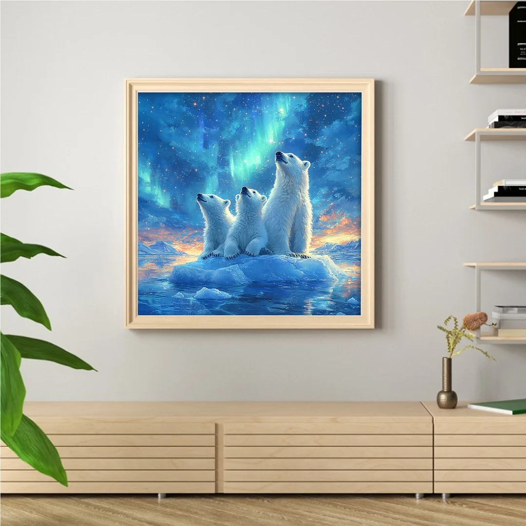 Polar Bear Full 11CT DIY Stamped Cross Stitch Kits for Adults Home Decor 45x45cm