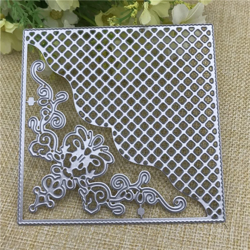 Grid Background Square Frame Metal Cutting Dies Stencils for DIY Scrapbooking DIY Paper Cards Photo Album Decorative Embossing