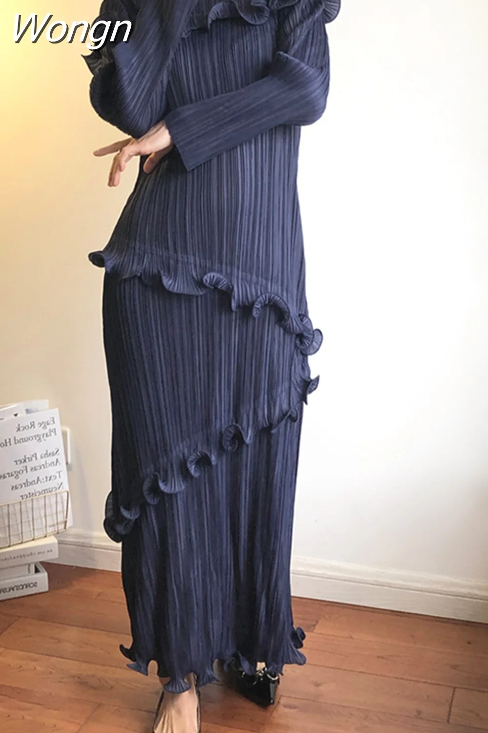 Wongn 2023 Summer Autumn New Original Designer Flounced Edible Tree Fungus Loose Long Dress Elegant Fashion Clothing