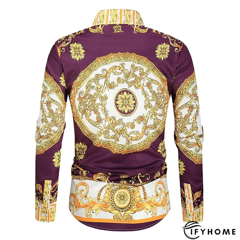 Men's Shirt Prom Shirt Classic Collar Spring &  Fall Long Sleeve Black White Red Geometric Party Casual Clothing Apparel Print | IFYHOME