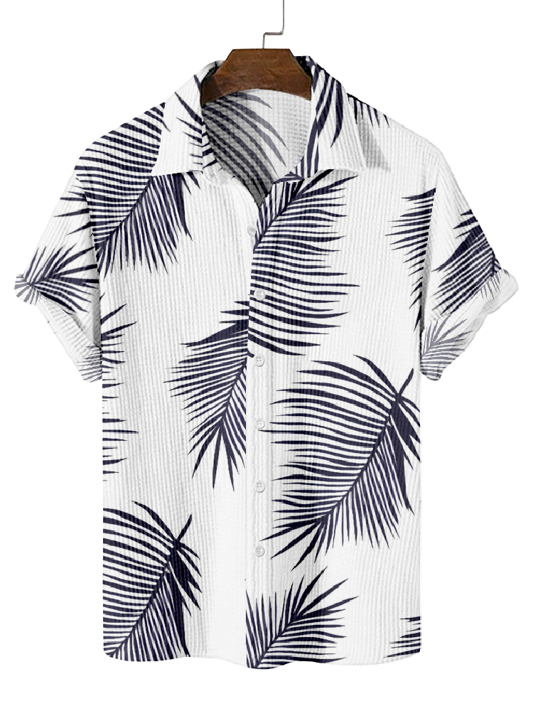 Men's Breathable Waffle Hawaiian Collection Short Sleeve Shirt  0753