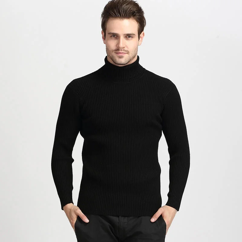 PASUXI Knitted Warm Sweater Turtleneck Sweater Men's Loose Casual Pullovers Bottoming Shirt Autumn Winter Solid Color Pullovers