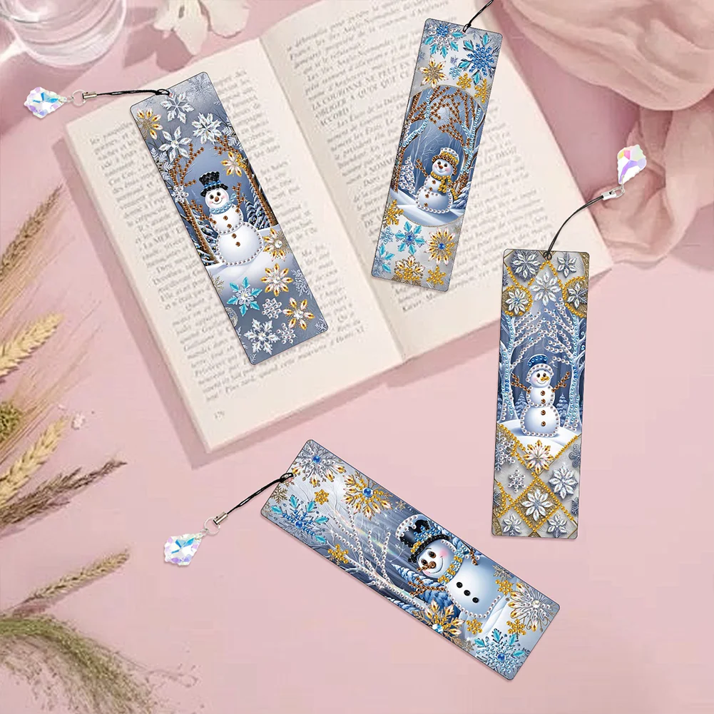 Snowman A5 Size Diamond Painting Notebook Set with 4Pcs Bookmark Holiday Gift
