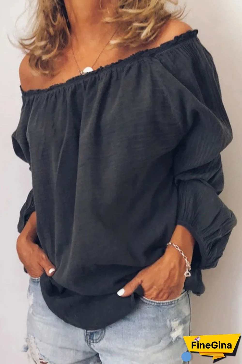 Fashion Casual Solid Patchwork Off the Shoulder Tops