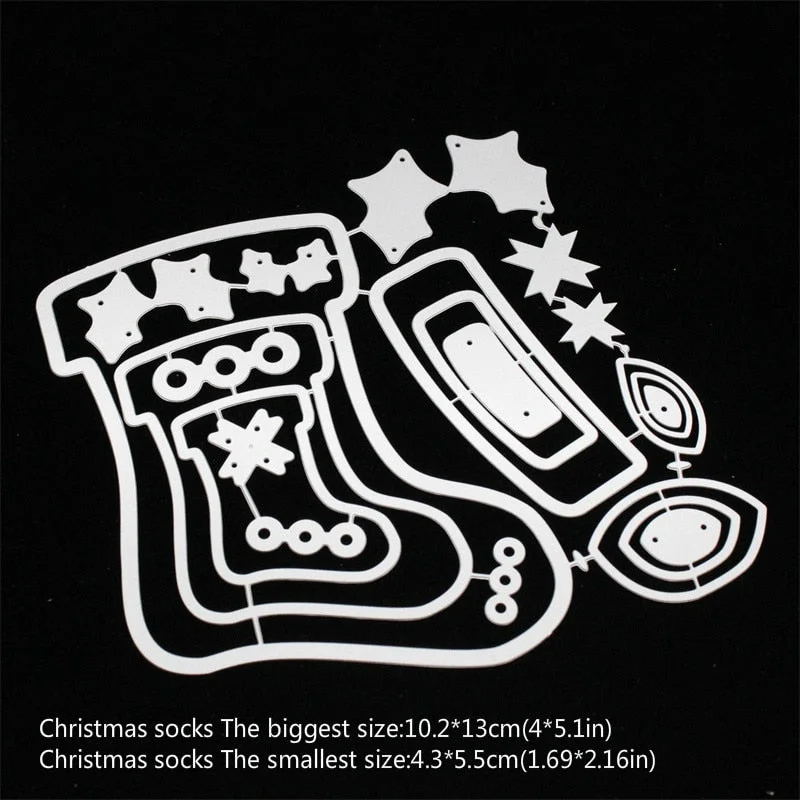 KSCRAFT Nesting Christmas Stocking Metal Cutting Dies Stencils for DIY Scrapbooking Decorative Embossing DIY Paper Card