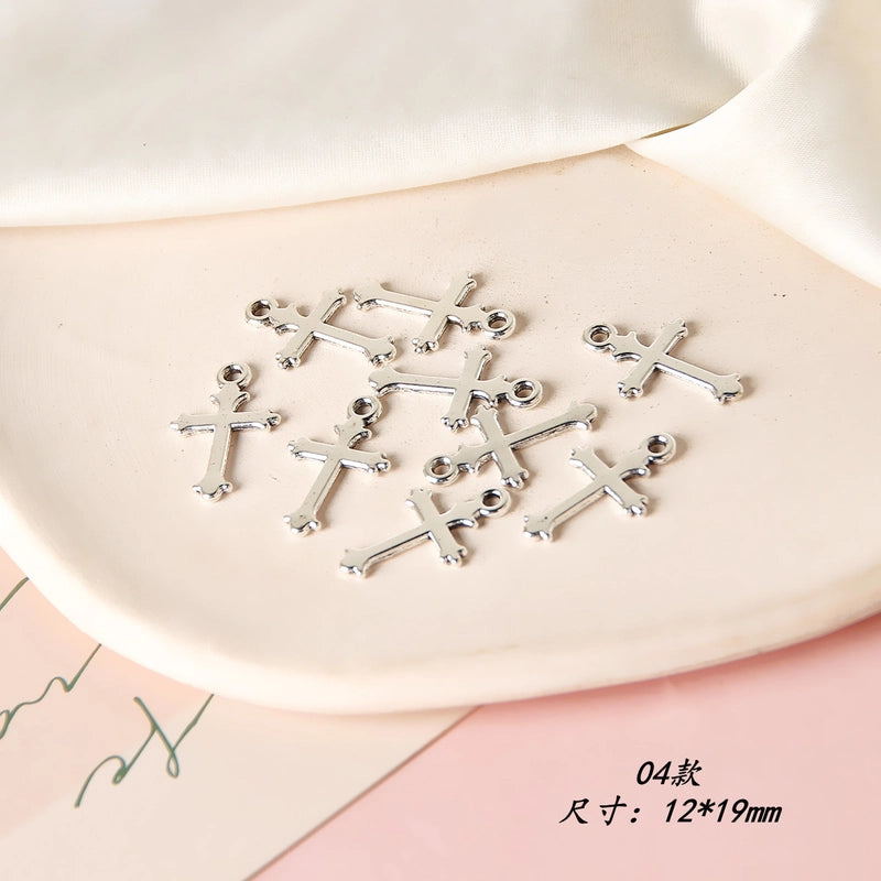 10 PCS/Package 8 * 20mm Alloy Cross Polished Pendant Jewelry Accessories