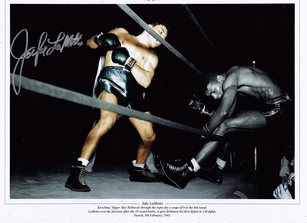 JAKE LAMOTTA The Raging Bull HAND SIGNED Huge Boxing Photo Poster painting AFTAL COA