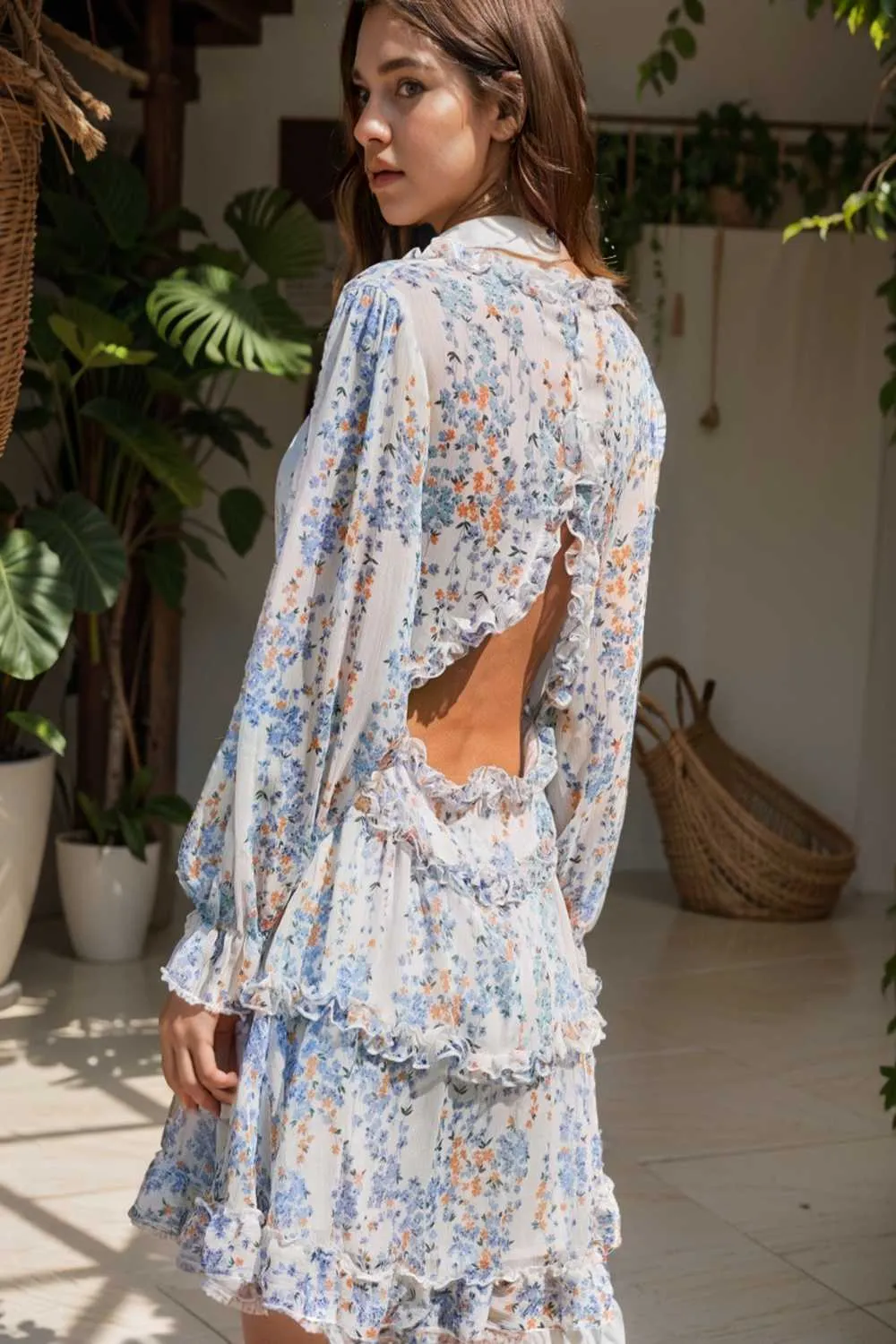 loose leopard print v neck dress drop shoulder a line closed cape paneled