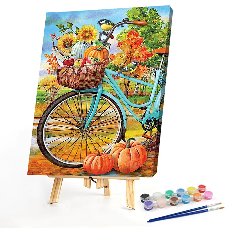 Oil Paint By Numbers - Bicycle Filled With Fruits And Vegetables - 40*50CM