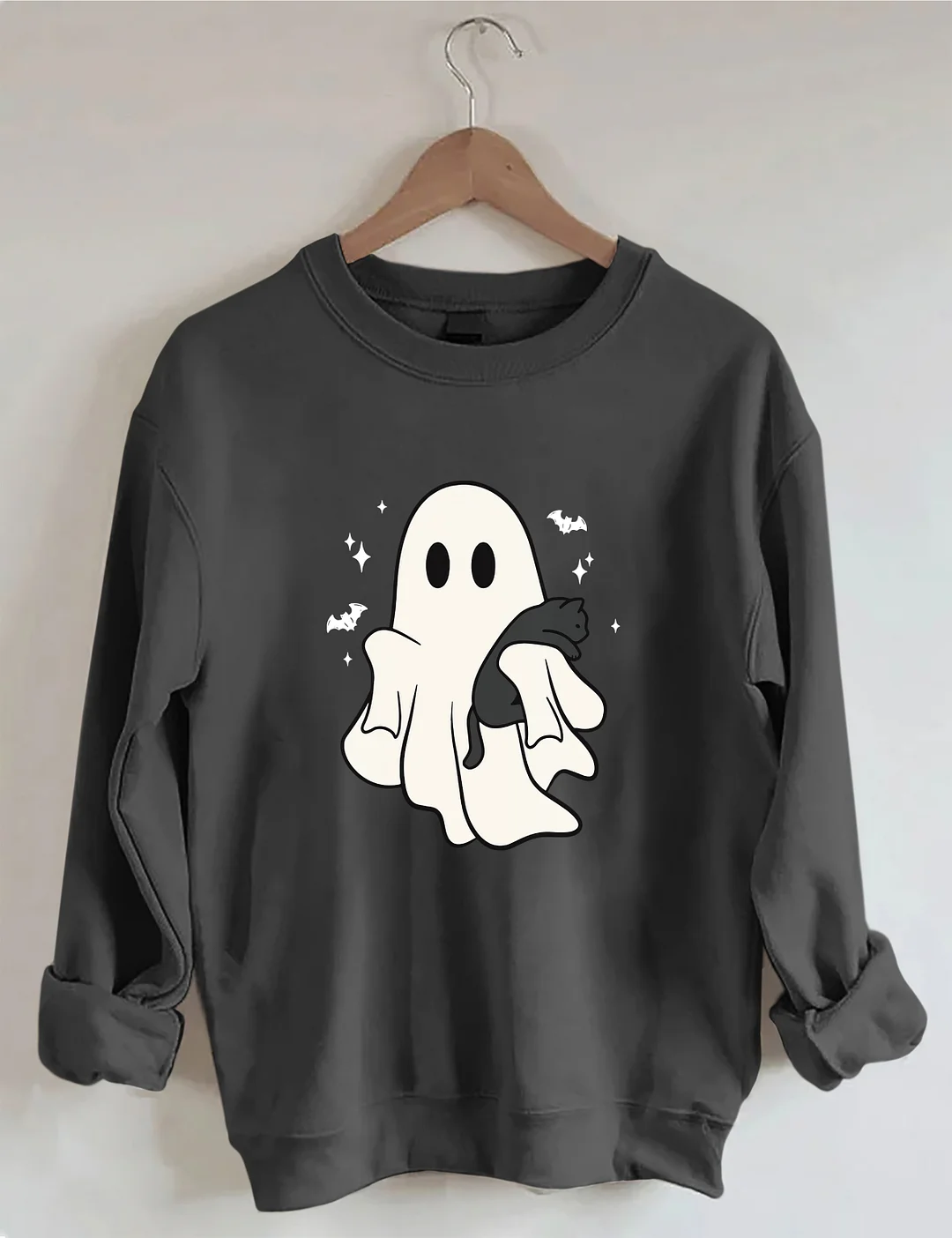Cute Ghost Black Cats Halloween Sweatshirt