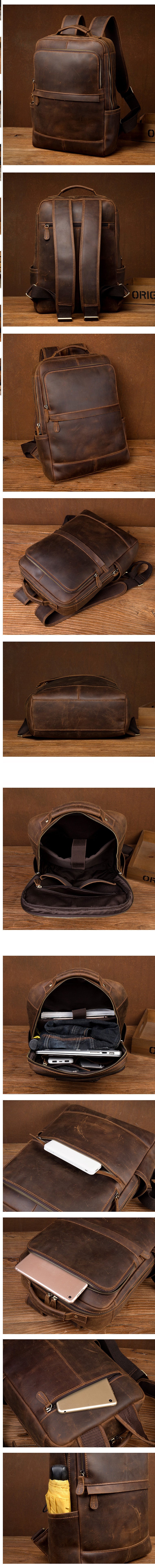 Details of Woosir Vintage Leather Backpack for Laptop