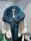 2023 Large Real Silver Fox Fur Collar with Knit Sleeve  Winter Women Coat White Duck Down Jacket Super Fashion Outerwear Luxury