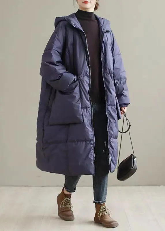 Plus Size Purple Hooded thick cotton blend Coats Winter