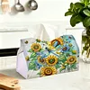(24cm)Diamond Art Tissue Box DIY PU Napkin Cover for Home(Sunflowers and Dragonflies)