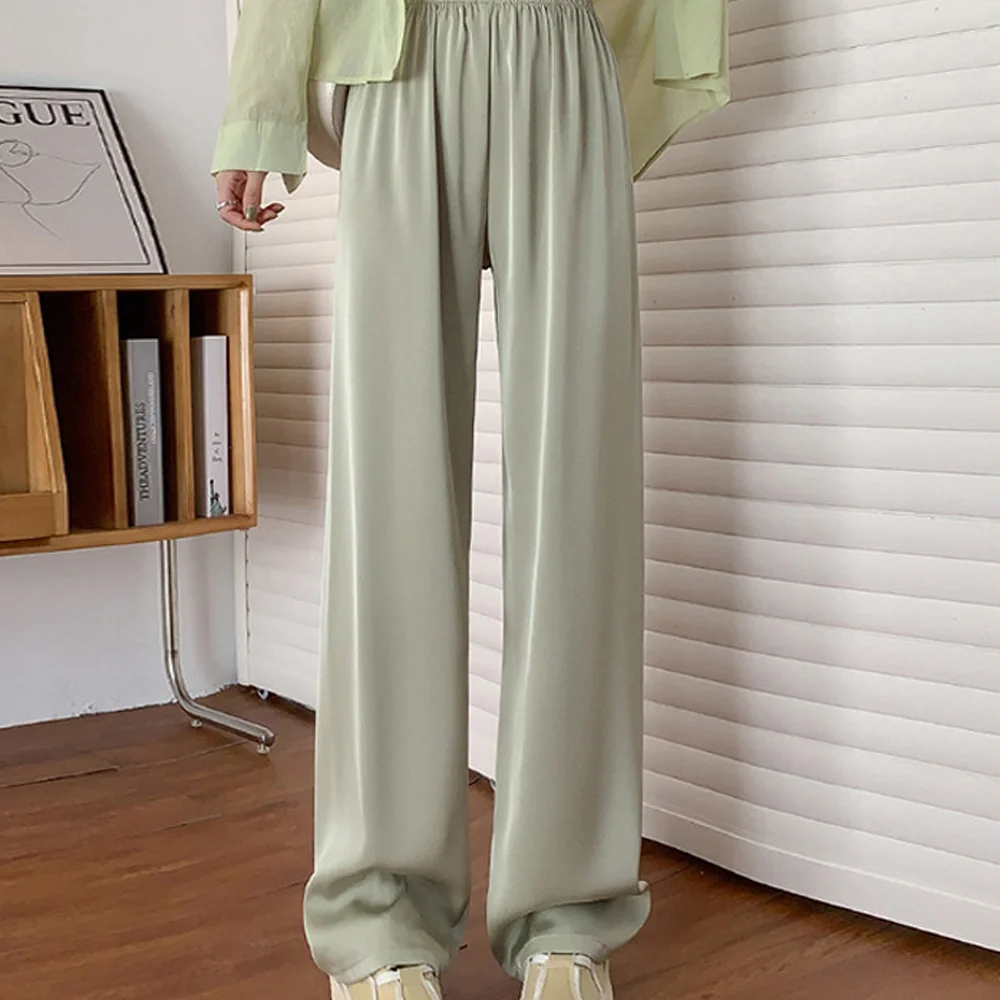 Smiledeer Summer Ice Silk Casual High Waist Drape Loose Women's Pants