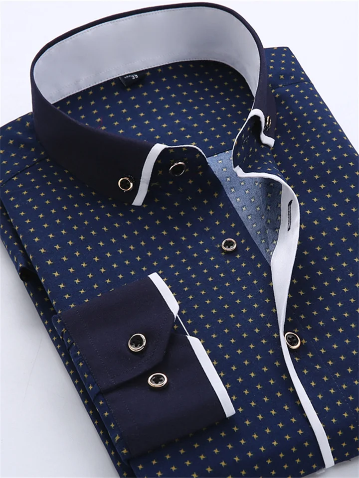 Men's Dress Shirt Button Down Shirt Collared Shirt Polka Dot Turndown Black White Red Navy Blue Blue Outdoor Work Long Sleeve Button-Down Print Clothing Apparel Fashion Streetwear Cool Business