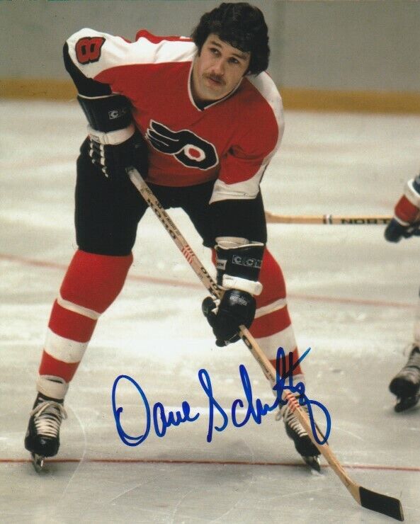 DAVE 'the HAMMER' SCHULTZ SIGNED PHILADELPHIA FLYERS 8x10 Photo Poster painting #3 Autograph