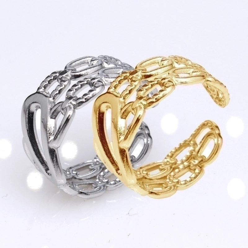 Retro Round Titanium Steel Plating Open Ring 1 Piece