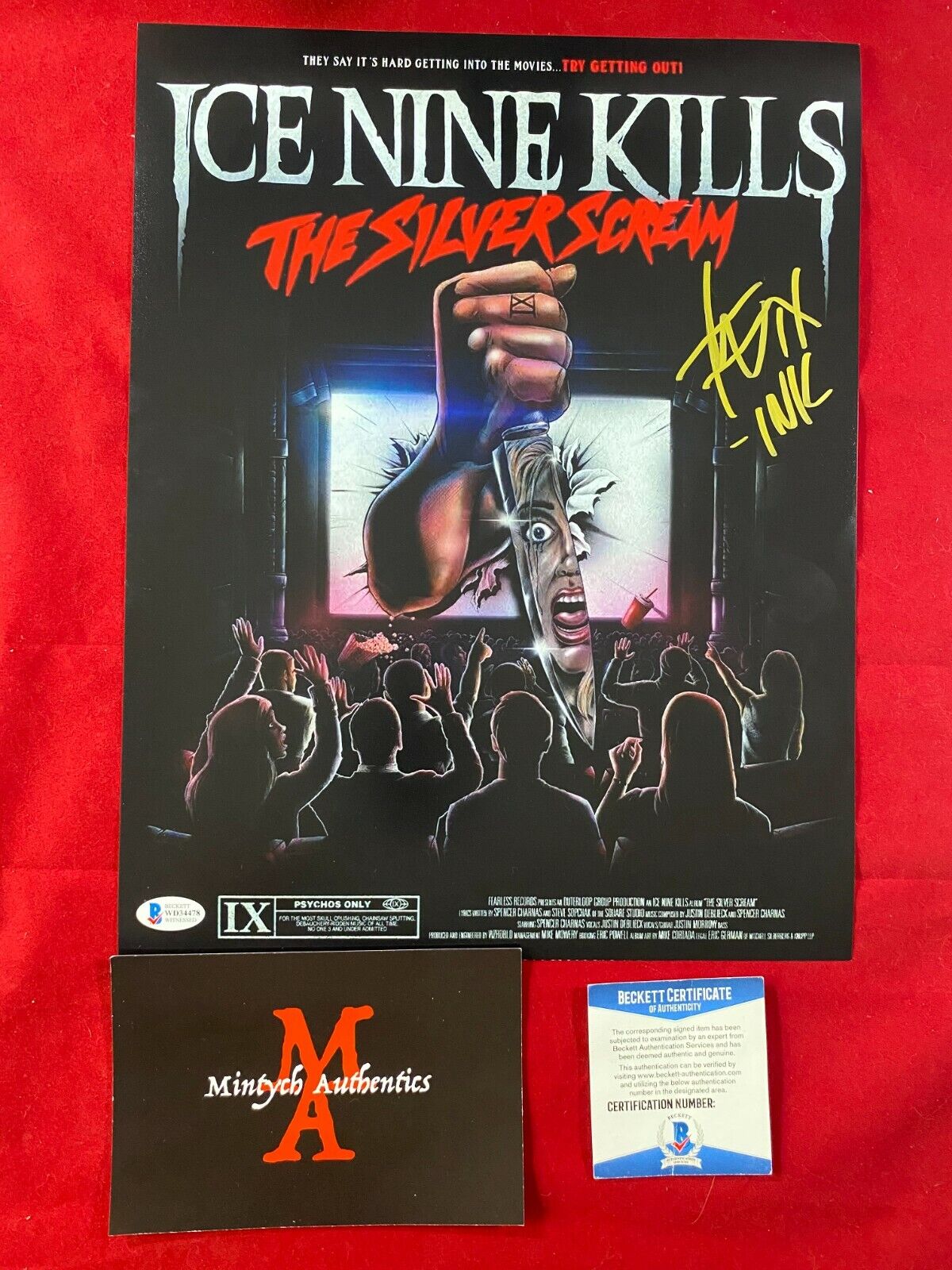 SPENCER CHARNAS ICE NINE KILLS SIGNED 11x14 Photo Poster painting! BECKETT COA THE SILVER SCREAM