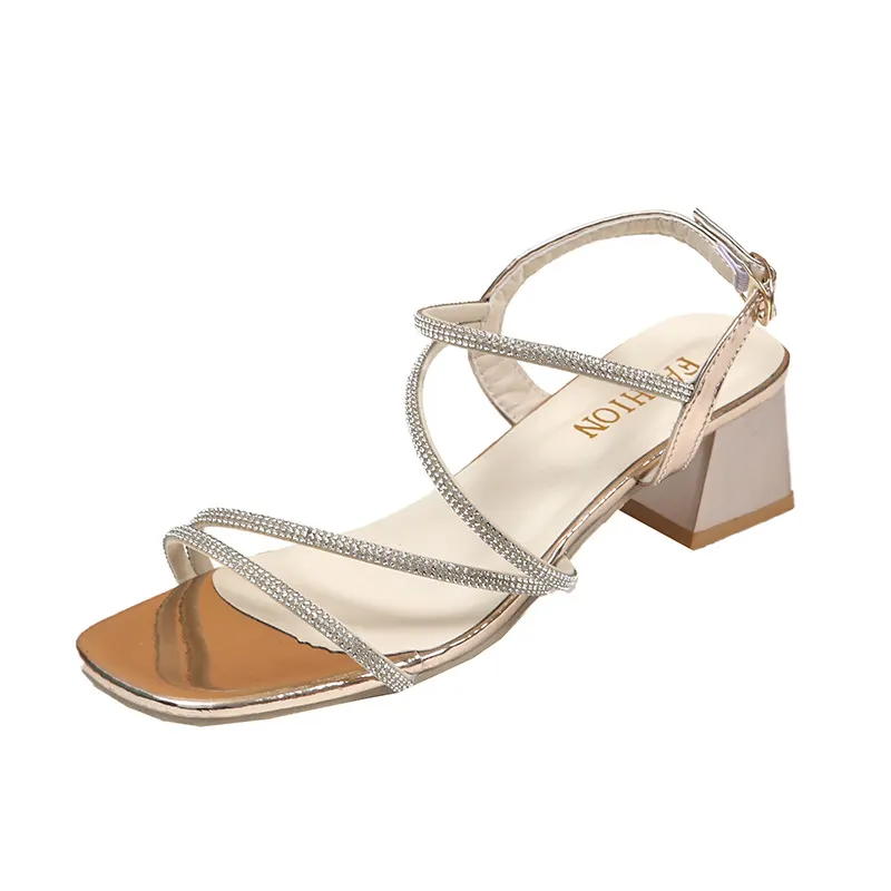 Breakj Breakj Sandals In The Summer Of 2025 British Fashion With New Square Head Drill With Thick High Heels Women's Shoes