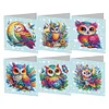 (US Local)6Pcs Owl DIY Diamond Painting Greeting Card 5D Drill Painting Blessing Card Kit