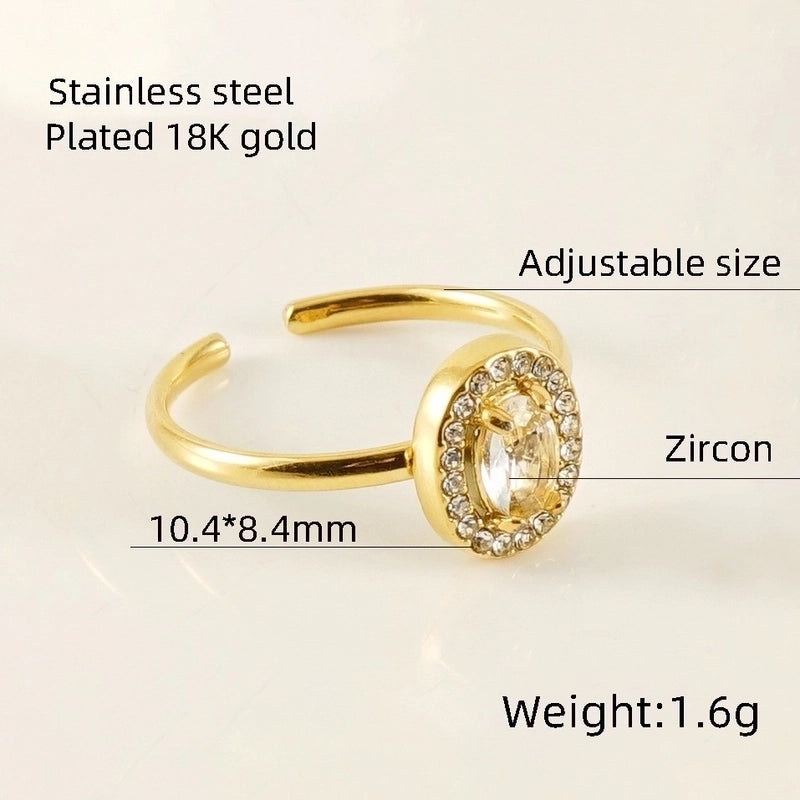 Titanium Steel Minimalist Classic Style Inlay Water Droplets Heart Shape Rhombus Zircon Rings