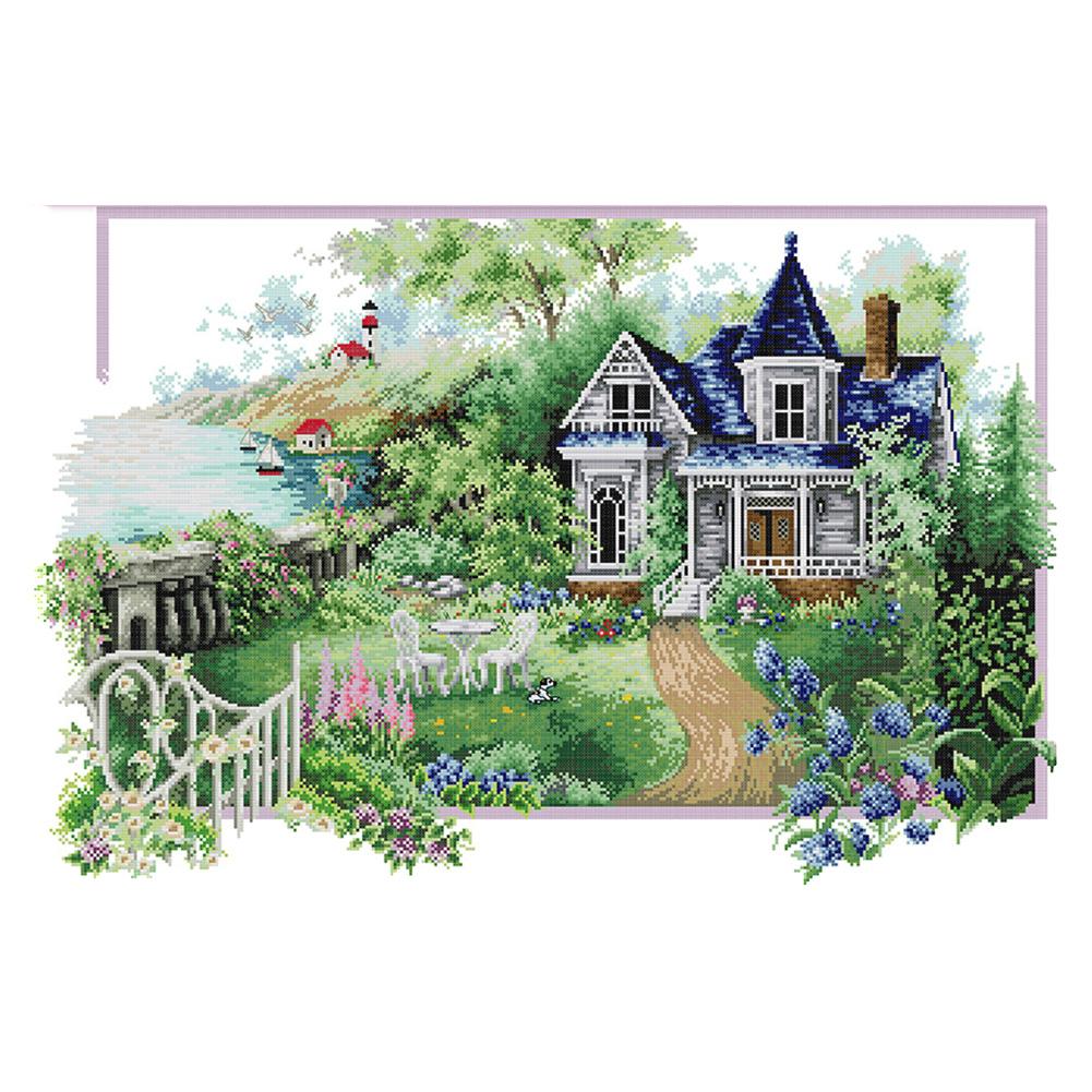 

Summer House - 14CT Stamped Cross Stitch - 68*48cm (Big Size), 501 Original