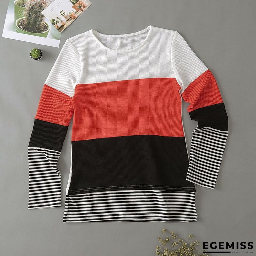 Fashion Striped Round Neck Long Sleeve Pullover Sweater | EGEMISS