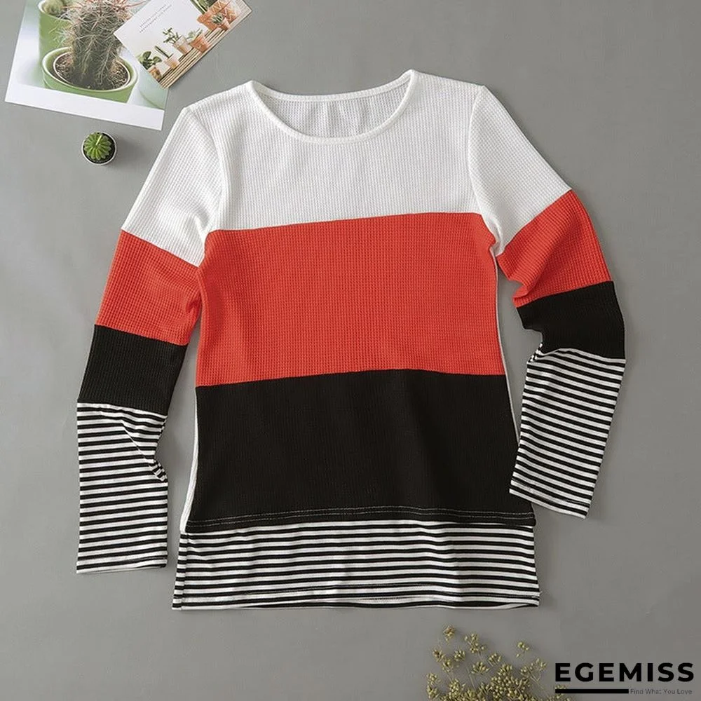 Fashion Striped Round Neck Long Sleeve Pullover Sweater | EGEMISS