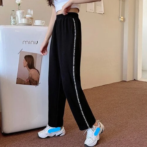 Korean Style women sweatpants Letter Print Women's Harem Pants Loose Casual High Waist Ankle-length Trousers Hip Hop streetwear