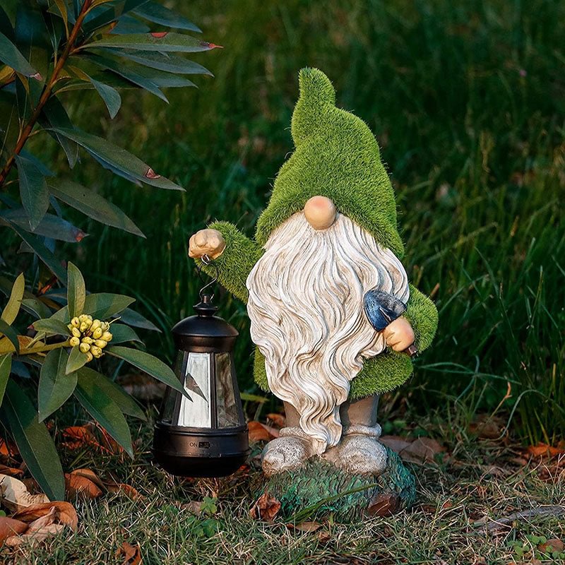 Flocked Gnomes Garden Decorations with Solar Lights
