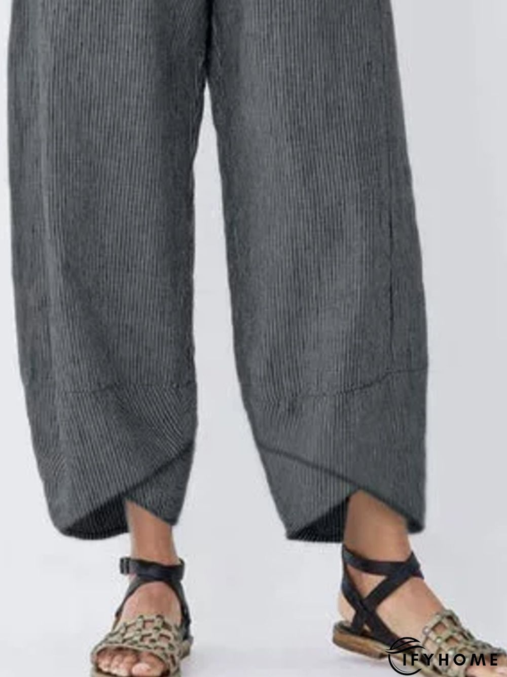 Corduroy Loose Striped Linen & Cotton Bottoms | IFYHOME