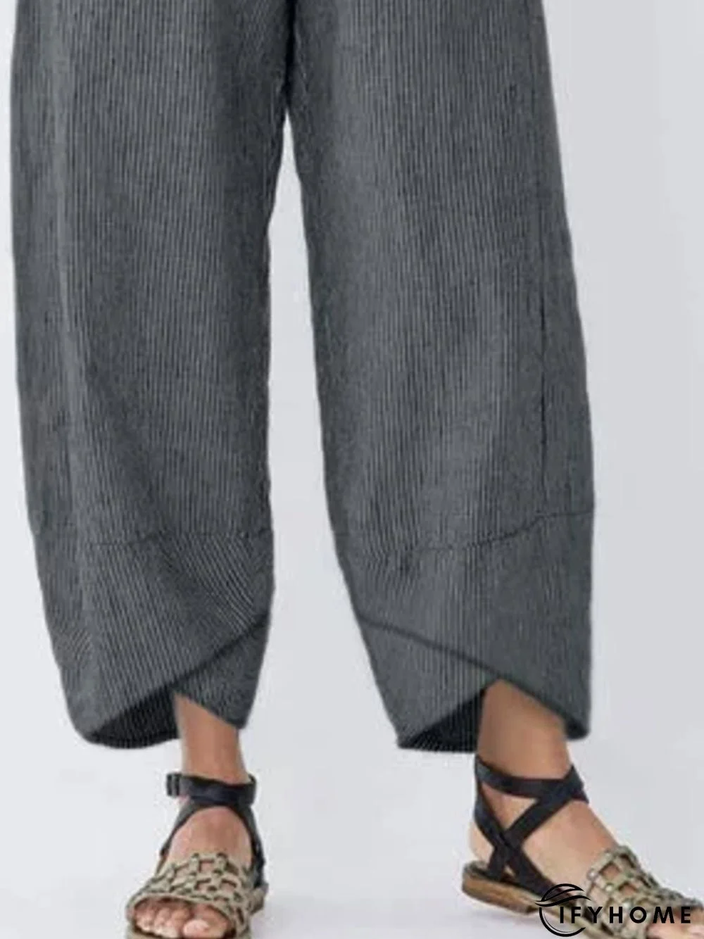 Corduroy Loose Striped Linen & Cotton Bottoms | IFYHOME