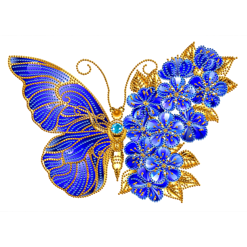 Flower Butterfly 40*30CM(Canvas) Special Shaped Drill Diamond Painting gbfke