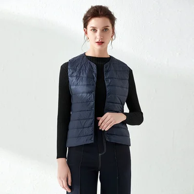 Woherb 2024 New Autumn And Winter Light Down Jacket Vest Female Warm Slim Inside The Vest Vest White Duck Velvet-Outfit Ideas