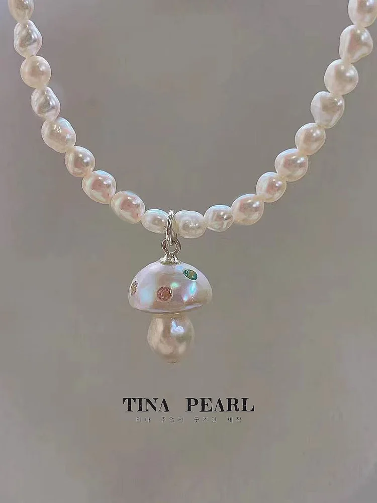 Tina Jewelry, Creative Pearl collection, natural freshwater mushroom pearl necklace christmas day gift