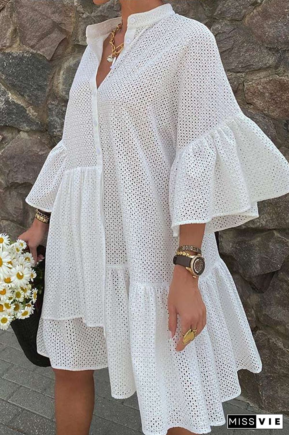 Lovely Solid Color Irregular Dress