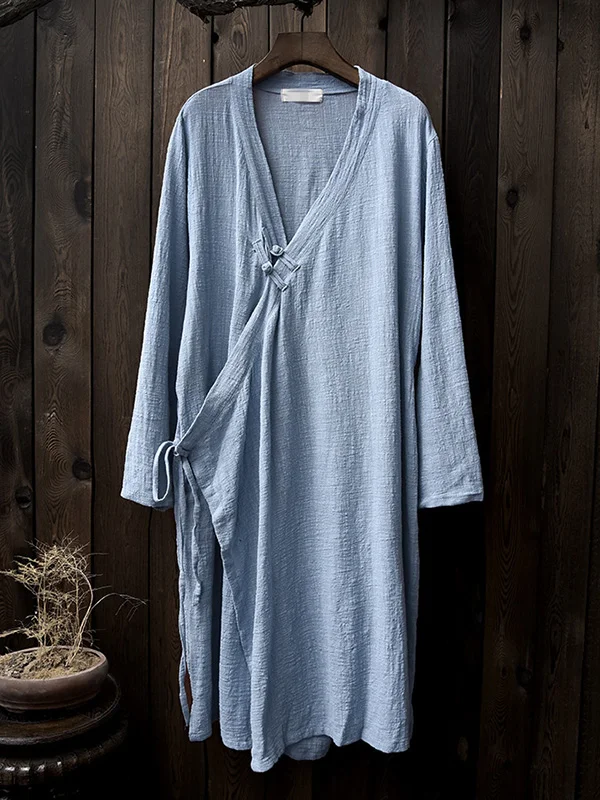Ramie Cotton Pure Color Frog Casual Sun-Protection Outerwear