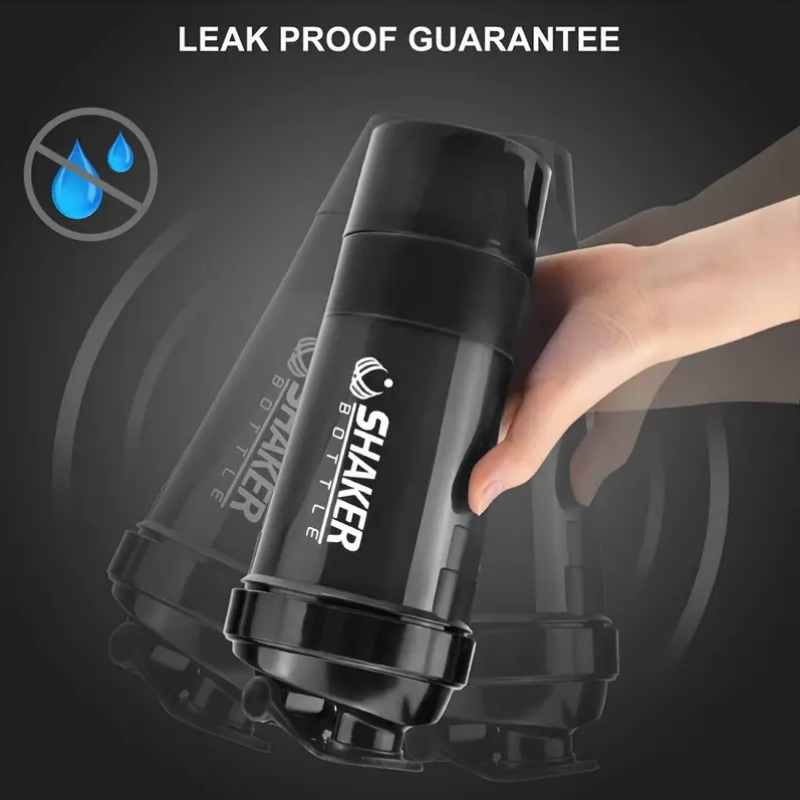 Likron Watches Likron Multi-Compartment Shaker Bottle with 2-Tier Storage All-in-One Protein Powder and Supplement Mixer f...