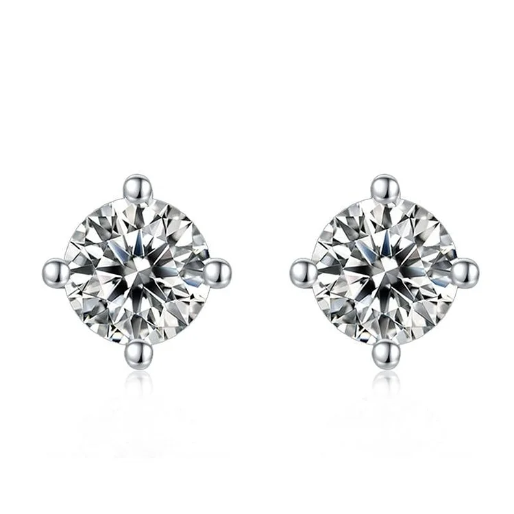 925 Sterling Silver 4 Prong 1.0Ct D Color Sparkling Moissanite Earring