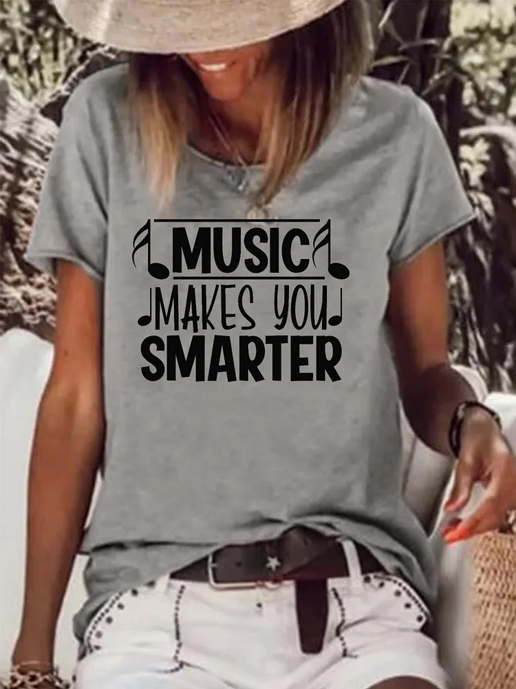 MUSIC MAKES YOU SMARTER Raw Hem Tee