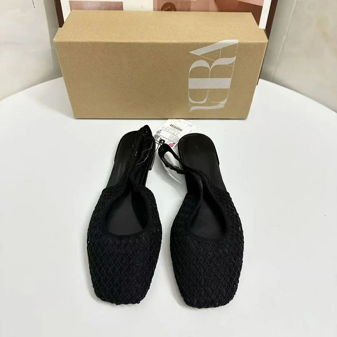 Breakj Breakj Home 2025 Small Korean Version Of Hand-Woven Fishing Net Bag Head Sandals Women's Summer Flat Bottom Behind The Stumbling Cold Slippers