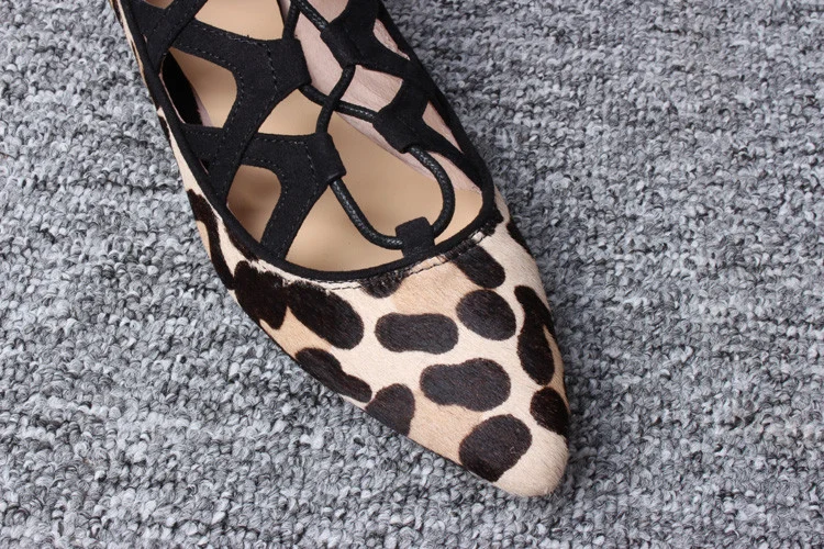 Leopard Print Lace Up Flats - Comfortable Shoes Vdcoo