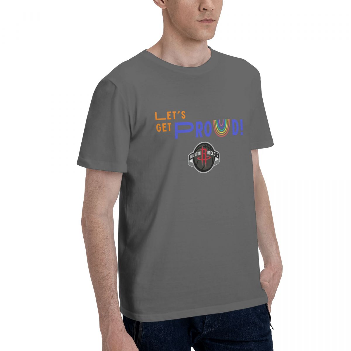 Houston Rockets Let's Get Proud Men's Cotton Crewneck T-Shirt