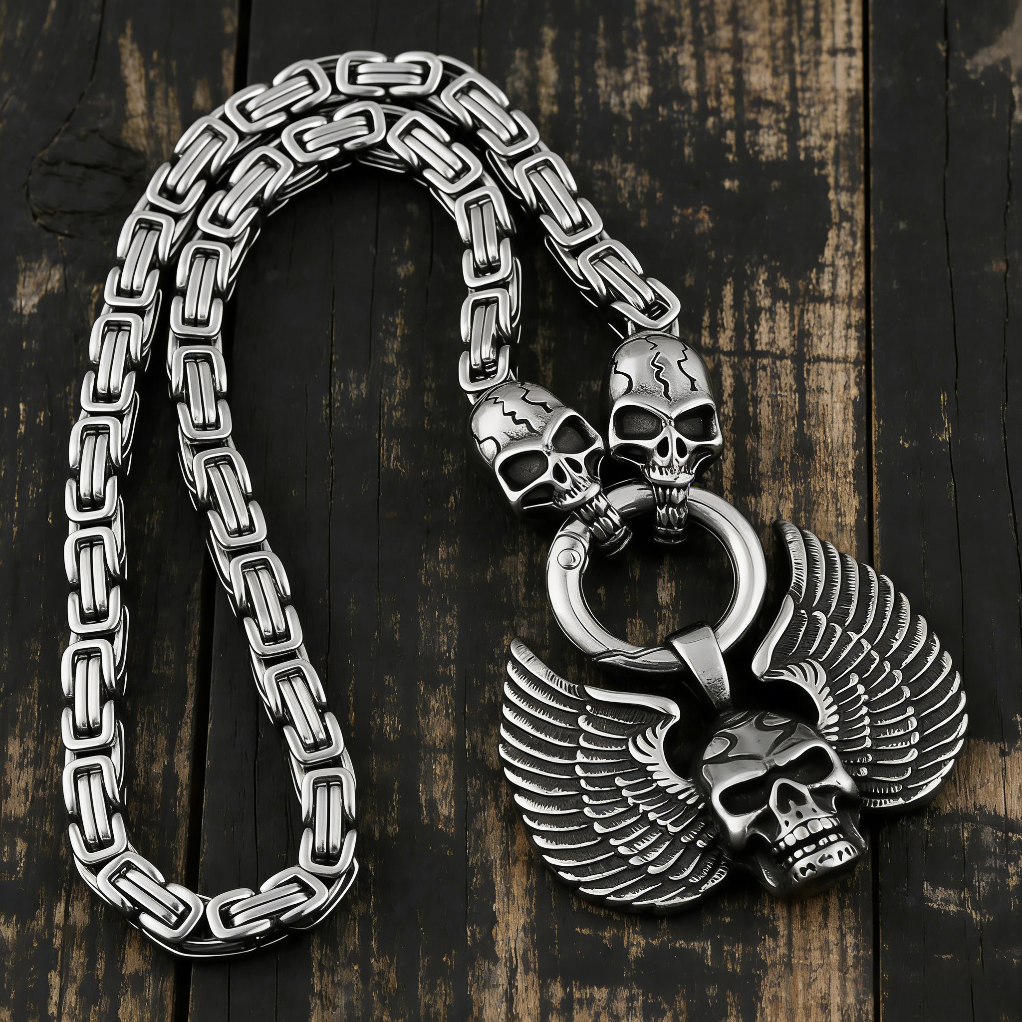 Winged Skull Necklace - Stainless Steel Statement Piece for Rebels & Rockers