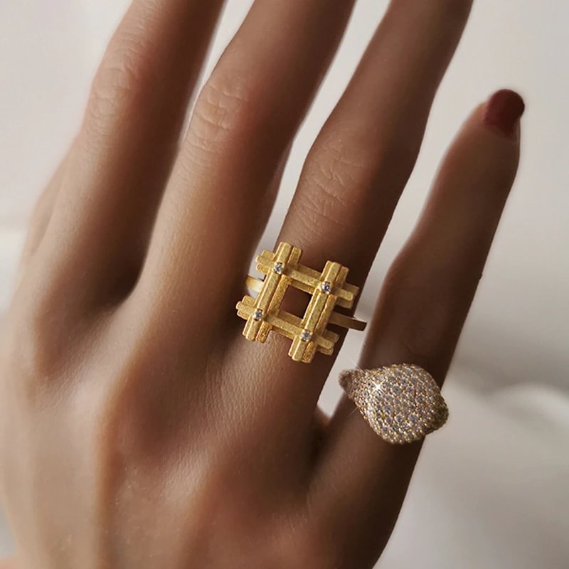 100% 925 Sterling Silver Sparkling Full Drill Square High Quality Simple Cool Rings For Women Sparkling Fine Jewelry Gifts