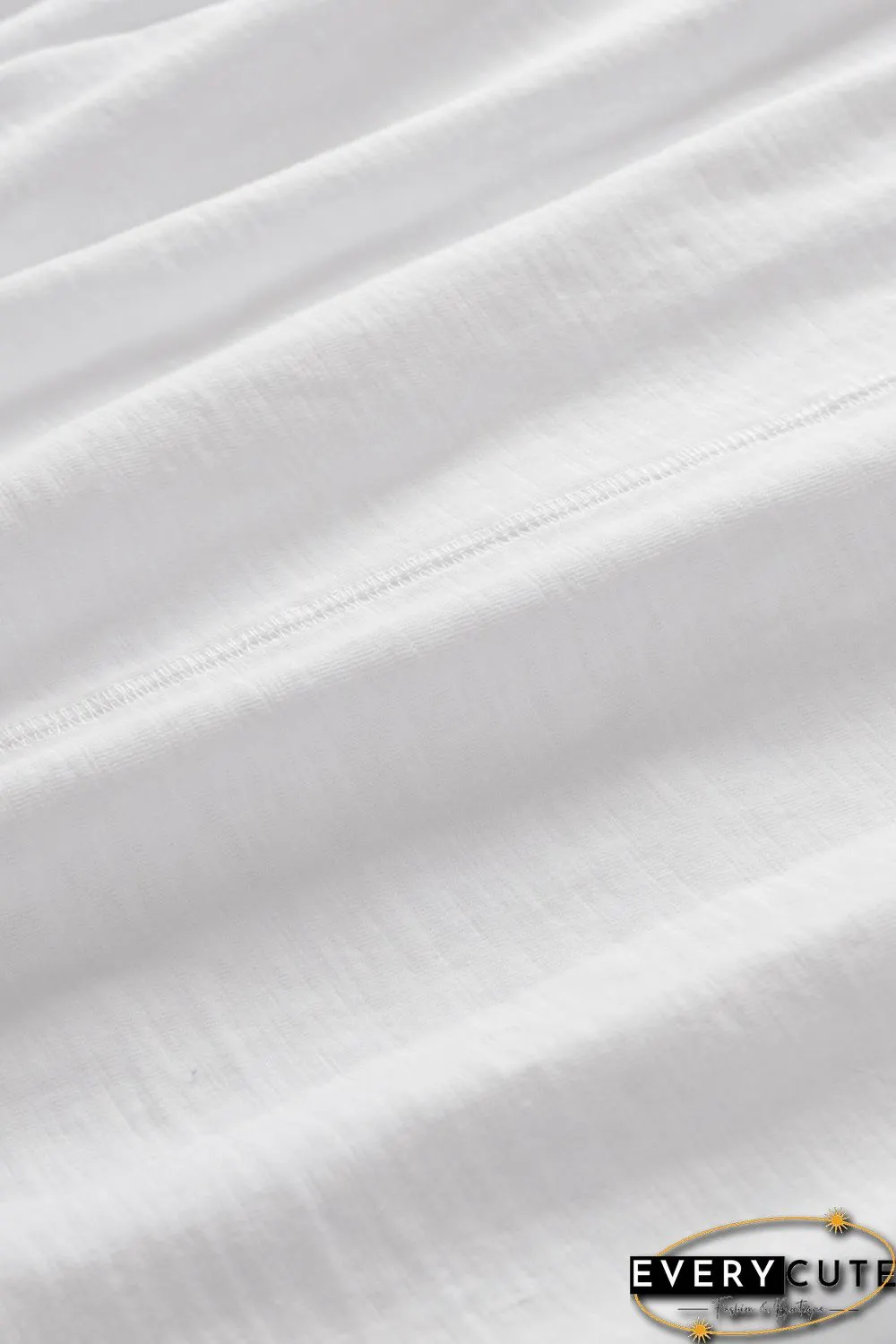 White Solid Color Buttoned Front Long Sleeve Top