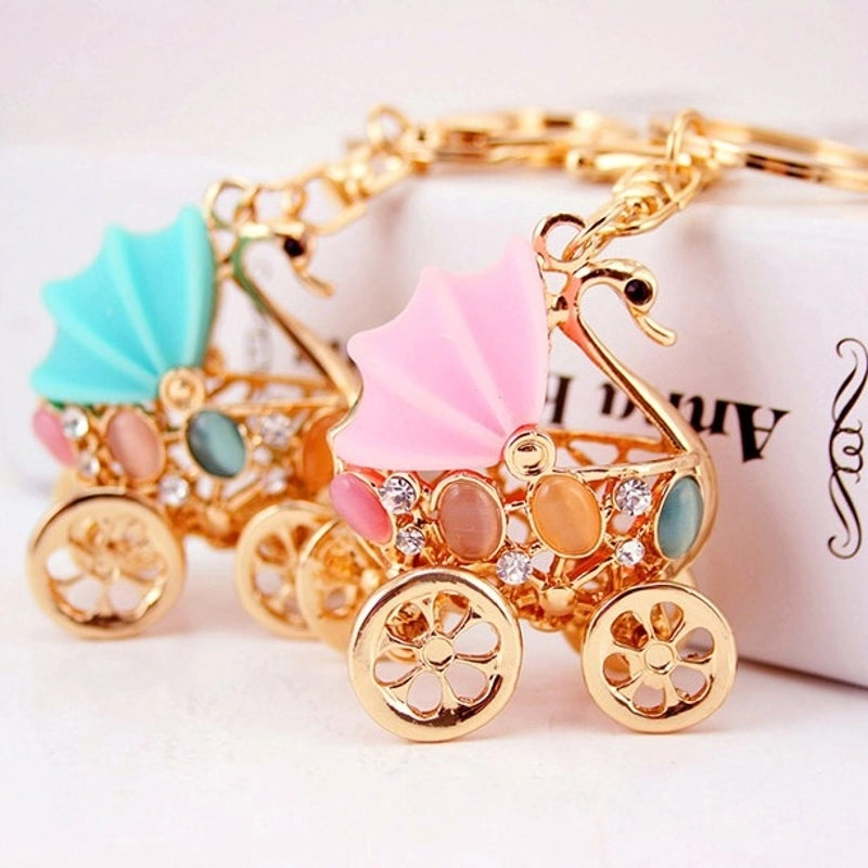 Minimalist Baby Carriage Zinc Alloy Plating Inlay Rhinestones Women's Bag Pendant Keychain