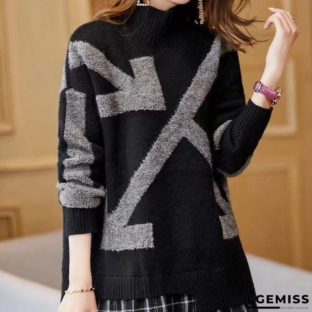 Half-neck Fake Two-piece Sweater Thickened Loose Slim Stitching Coat | EGEMISS