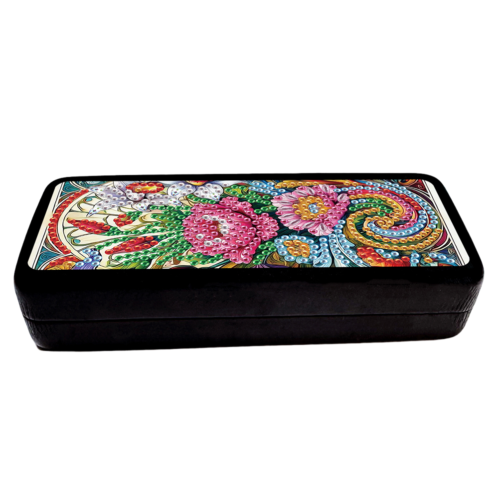 DIY Diamond Painting Glasses Storage Box Diamond Art Sunglasses Case (Flower A)